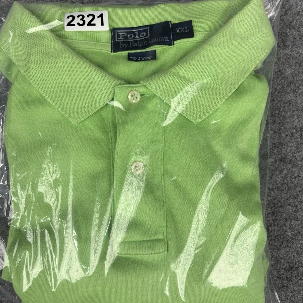 Polo Ralph Lauren Polo Shirt Mens 2XL Lime Green Short Sleeve Preppy Purple Pony